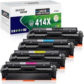 خراطيش حبر 414X بديلة لطابعة حبر HP 414X W2020X 414A W2020A Color Pro MFP M479fdw M454dw M479fdn M454dn [مع رقاقة] (أسود سماوي أصفر أرجواني 4 عبوات) in Kuwait