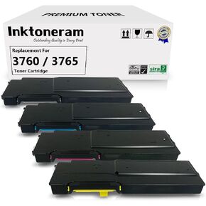 Compatible Toner Cartridges Replacement for Dell C3760n C3760dn C3765dnf W8D60 1M4KP XKGFP MD8G4 Extra High Yield ([Black,Cyan,Magenta,Yellow], 4-Pack)