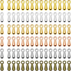 720pcs Jewelry Droplet Tail Chain Pendant End Beads Water Drop Pendants End Beads Extender Chain Tear Drop Dangle End Beads Extended Extension Chains Tails Clasp for Crafting (6 Colors)