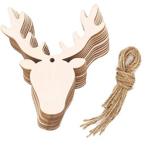 20 قطعة من خشب رأس الغزلان، قطع يدوية من الخشب، زخرفة قلادة رأس الرنة الخشبية مع حبال من القنب، علامات خشبية لعيد الهالوين، عيد الشكر، زينة معلقة لشجرة عيد الميلاد in Kuwait