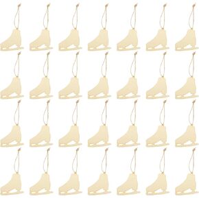 Operitacx Christmas Unfinished Wooden, Blank Wooden Ornaments to Paint, Wood Christmas Ornaments for Crafts with Strings for Christmas Decoration