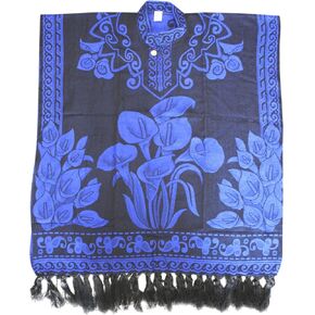 Del Mex Hand Woven Mexican Shawl Poncho Gaban Calla Lily Bouquet Alcatraz Flor (Pink)
