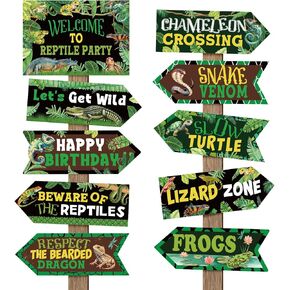 20 Pieces Reptile Birthday Party Decorations Welcome to Reptile Party Directional Signs Swamp Lizard Snake Alligator Reptile Birthday Party Supplies Wall Door Porch Yard Sign