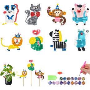 8 Pcs Diamond Art Kit Butterfly, Diamond Art Painting Garden Stakes, Small Art and Craft for Adult Women, Summer Garden Decor for Plant Yard Outside Lawn Backyard Porch