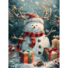 SKRYUIE 5D Snowman Diamond Painting Kits - DIY Diamond Art Kits for Adults Christmas, Full Round Drill - Crystal Cross Stitch - Adults Craft for Wall & Office Decor - 12x16 Inch z3