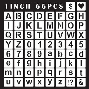 Alphabet Letter Stencils 2inch, 66 Pcs Reusable Plastic Letter Number Templates, Art Craft Stencils for Painting on Wood, Wall, Glass, Fabric, Rock, Canvas, Chalkboard, Signage, DIY Art Projects