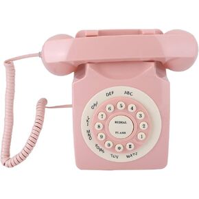 V BESTLIFE Antique Telephone for Home Office Decor, Vintage Landline Corded Telephone Classic European Retro Phone High Definition Call Quality Pink