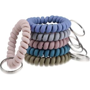 simarro 6Pcs Multicolor Wrist Keychain, Plastic Spring Stretchable Spiral Wrist Coil Wrist Band Wristlet Bracelet Wrist Coil Key Chains Key Holder Key Ring for ID Badge Gym Pool Sauna Outdoor Sport