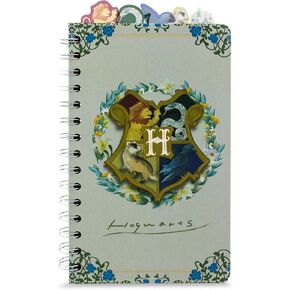 Harry Potter Hogwarts Houses 5-Tab Spiral Notebook With 75 Sheets | Bound Sketchbook Journal, Stationery Paper | 5 x 8 Inches