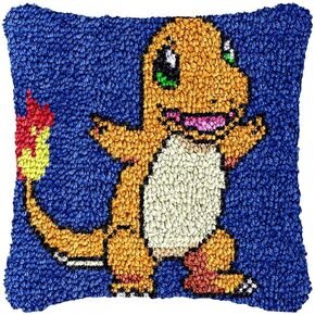 Dinosaur Latch Hook Pillowcase Kits for Adults and Starter DIY Cushion Latch Hooking Make Rug Kits with Preprinted Canvas Crochet Yarn Kits Needlework Crafts 17'' X 17''