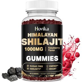 Shilajit Gummies 1000mg for Men & Women - Pure Himalayan Shilajit Gummies with 85+ Trace Minerals, Ashwagandha, Turmeric, Black Pepper - Energy & Immune Support - Sugar Free Raspberry Flavor 60 Count