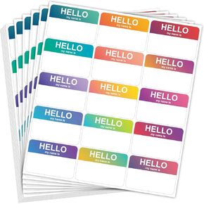 375 Pcs Name Tag stickers(Hello My Name Is), 3"x2" Rainbow Name Tags Labels, 15 Color name tags for Office, Meeting, School, Teachers and Mailing