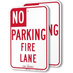 SmartSign (Pack of 4) 18 x 12 inch “No Parking - Fire Lane" Official California State Sign, 120 mil Thick Aluminum Composite (ACM), Engineer Grade Reflective Material, Red and White, Made in USA