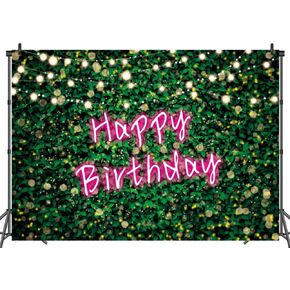 Pink Birthday Backdrop Flower Rose Wall Happy Birthday Backdrop Photo Banner Neon Happy Birthday Nature Flowers Birthday Party Photo Decoration for Girl(7×5FT)
