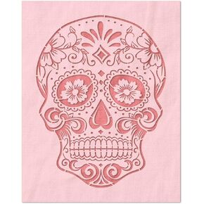 Stencil Stop Ornate Dia de Los Muertos Skull Stencil - Reusable for DIY Projects, Painting, Drawing, Crafts - 14 Mil Mylar Plastic (9 X 12 inches)