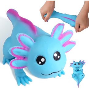 Axolotl Stress Balls for Adults and Kids (Blue), Axolotl Squishy Toys, Cute Axolotl Stress Relief Sensory Fidget Toys, Sand Filled Stretch Animal Squeeze Toys, Axolotl Squishy Ball for Boys and Girls
