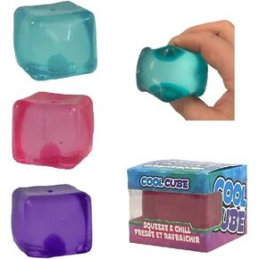Cool Cube Sugar Ball Stress Balls - Colorful Ice Cube Squishy Toys - 1 Pack - Assorted Colors (Blue, Pink or Purple)