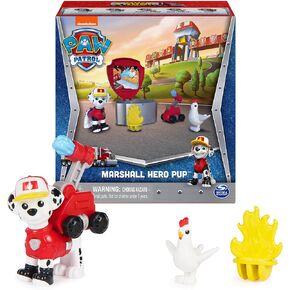 Paw Patrol, Big Truck Pups Marshall Action Figure with Clip-on Rescue Drone, Command Center Pod and Animal Friend Kids Toys Ages 3 and up
