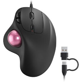 Nulea M509 Trackball Mouse Wired, Ergonomic Design, Easy Thumb Control, Precise & Smooth Tracking, 2-in-1 Interface (Type A &Type C), Compatible for PC, Laptop, Mac, Windows.