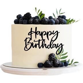 Acrylic Black Happy Birthday Cake Topper Custom Cake Topper Baby Shower Cake Topper Happy Birthday Cake Decoration Hollow Frame Cake Decorations for Birthday Party Birthday Decor Supplies