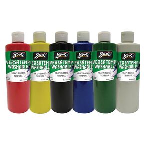 Sax Washable Versatemp Heavy Bodied Tempera Paints, Assorted Colors, 6 Pints