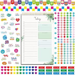 60 Sheets To-do List with Stickers, Double-sided Printed Spiral Daily Planner Pad with 550+ Planner Stickers- To Do List, Top 3 Priorities & Notes, Task Check List Organizer for Office, School, Home