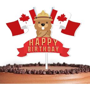 أحمر بريق سمور علم كندا عيد ميلاد سعيد كعكة توبر اختيار للاحتفال الأول من يوليو كندا يوم موضوع ديكور لوازم زينة الحفلات الكندية in Kuwait