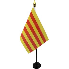AZ FLAG Catalonia Table Flag 4'' x 6'' - Catalan Desk Flag 15 x 10 cm - Golden Spear top