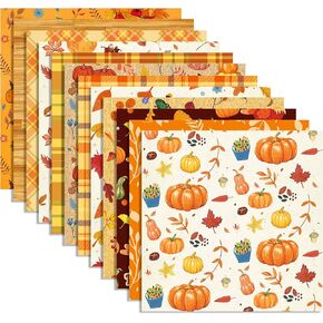 Thanksgiving Autumn Pumpkin Plaid Scrapbook Paper Pad,24 Pcs Happy Thanksgiving Double-Sided Decopodge Paper,Cardstock Paper for Scrapbooking DIY Decorative Background Cardmaking Supplies in Kuwait