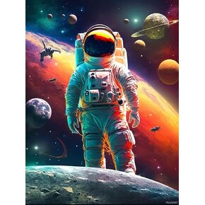 DIY 5D Diamond Painting Kits Astronaut Planet Adventure, Cross Stitch Diamond Painting Kits for Adults Colorful Painting Pictures Crafts, Room Decor Fall Decor 12x16inch