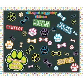 102 Pcs Paw Print Bulletin Board Set Welcome Pawsome Friends Bulletin Board Decorations Dog Paw Bone Cutouts Educational Classroom Wall Decorations