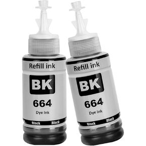 664 T664 Ink Compatible with Epson T664 Refill Ink Bottles Work with EcoTank ET-2650 ET-2500 ET-2550 ET-2600 ET-4500 ET-14000 L100 L110 L120 L200 L210 L300 L350 L355 L550 L555 Printer(2-Pack)