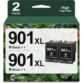 901 901XL Black Ink Cartridge Replacement for HP 901 901XL High Yield Ink cartridges for HP Officejet 4500 J4524 J4540 J4550 J4580 J4624 J4680 J4660 J4524 J4624 J4640 J4525 Printer (2 Black)