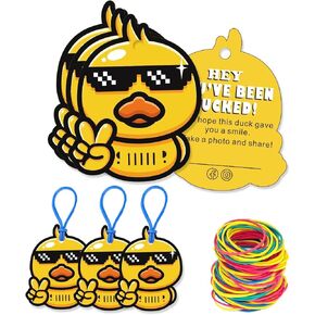 Ducked Tags | You've Been Ducked Card | Duck Duck Tag Ducking Tags 3.1x 2.52'' Size 30 Cards | Cool Rhubarb Duck Design | with Round Hole and Rubber Bands