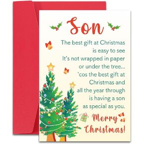 Christmas Cards for Son, Stocking Stuffers for Teen Boys, To My Son from Dad Mom, Christmas Gifts for Adult Son, Sentimental Gifts for Him, Mother Son Gifts, Father and Son Holiday Cards Xmas Cards