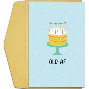 Qiliji Funny Pasta Birthday Card for Him Her, Humorous Pun Birthday Card for Italian Relative Friend Coworker, Older But Not Yet Pasta Your Prime