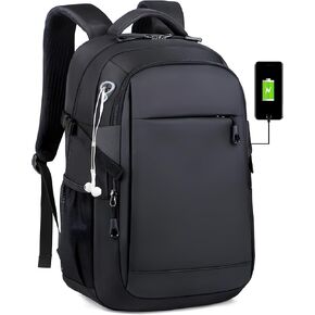 Laptop Backpack, Business Travel Study Backpack, USB Port, Laptop up to 15.6", Black, Anti-Theft, Great for Hiking, Waterproof, Scratch Resistant, Well Reinforced, Black, L