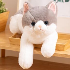 Grey Cat Plush Toy Realistic Cat Stuffed Animals, 20" Cute Soft Kitty Plushie Doll Gift for Boys Girls Birthday Christmas