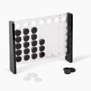 Unique Four in a Row - Acrylic 4 in a Row Game - Board Game Decor - Coffee Table Games - 2 Player Board Games for Family - Connect The Four Pieces Game - Classic Strategy Family Game (Black and White)