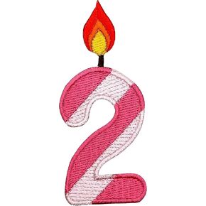 Birthday Number 2 Patch, Iron On/Sew On - Embroidered Kid Children Kids Girls Baby Appliques (Pink, 3")