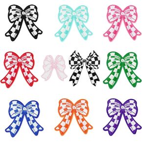 12 PCS Bow Patch Colorful Bow Iron on Patches for Clothes Embroidery Hot Melt Adhesive Ironing Patches Sew on Decorative Patches for DIY Sewing (12 Pcs Blue)