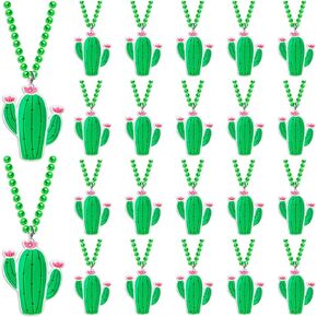 24 Pack Cactus Necklace Party Favors for Hawaiian Luau Aloha Baby Shower, Birthday Party Goodie Bag Fillers, School Carnival Rewards, Photography Props, Home Decorations, Classroom Prize