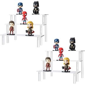 HERO MOOSE Clear Acrylic Riser Stand Display Shelf Set Of 2 for Funko Pop, Amiibo Figure Display, Shelf Organizer And Display For Decoration (12x8, 2-Pack)