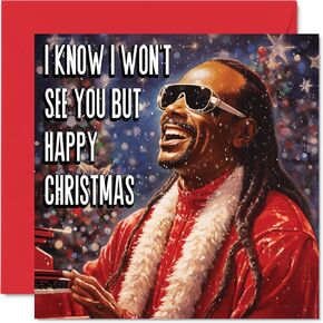 Funny Rude Christmas Cards for Women Men - Stevie Wonderful Time Of Year - Happy Xmas Mom Dad Papa Pops Sister Brother Cousin Uncle Aunt Uncle, 5.7 x 5.7 Inch Single Christmas Greeting Cards Gift