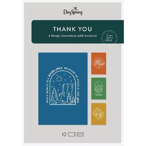 DaySpring - God's World is a Kinder Place - Thank You - 4 Design Assortment with NIV Scripture - 12 Boxed Thank You Cards & Envelopes, Multicolor
