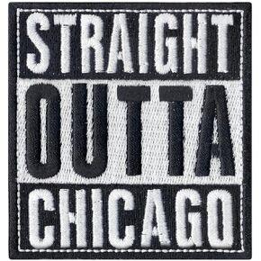 Straight Out of Chicago Patch Team City Illinois Logo Iron On Embroidered