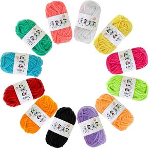 Acrylic Yarn 12x 10g Yarn for Crafts Knitting Crochet Yarn Mini Knitting Yarn Acrylic Yarn for Crocheting, 12 Colors Starter Crochet Yarn for Knitting Crochet Crafts
