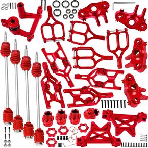RC Upgrades Part for 1/10 E-Maxx T-Maxx,A-Arms,Caster Block,Steering Blocks,Rear Stub Axle Carriers,Drive Shaft CVD Axles,7mm Wheel Hex,Steering Bellcrank & Shock Tower Mounts,Navy Blue