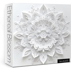 Mandala Flower for Adults 1000 Pieces, Papercut Floral Jisaw Puzzle, Difficult Challenging Art The Lotus Flower Puzzle