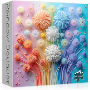 Flower Puzzles for Adults 1000 Pieces, Impossible Floral Puzzles, Colorful Rainbow Gradient Puzzle Hard，Challenging Spring Jigsaw Puzzles 1000 Pieces